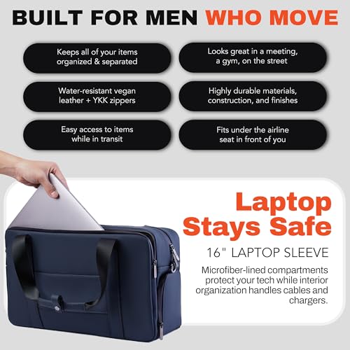 The FTL Lite Mens Gym to Office Bag - 17L Briefcase Gym Bag Hybrid with Shoe Compartment & 16" Laptop Sleeve - Executive Daily Carry & Overnight Duffel for Athletic Business Pros - Essex Blue - color: Essex Blue, style: Lite