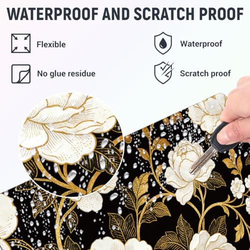 3Pcs White Flowers Laptop Skin Sticker Plants Universal Removable Vinyl Stickers Fits for 12.1 13 14 15.6 16 Inch Waterproof Notebook Decal Cover Gift for Woman - color: Black and White