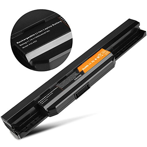 87Wh/7800mAh Laptop Battery Replacement for Asus A53E A32-K53 A42-K53 A45 A53S A43S A53Z A83 A84 K43 K43BY K43E K43S K43T K53 K53E K53T K54 A54C K53SV K84 X43 X44 X53E X53U - High Performance 9 Cells - size: 10.91*1.18*0.87inch A32-K53