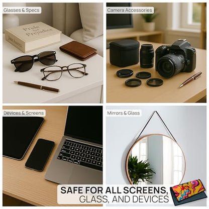 Microfiber Wholesale Quick Cloth Glasses Cleaning Cloths – 5x7 Popart | 2 Pack with Case | Double-Sided Lens Cleaner for Eyeglasses, Camera, Screens & Glass | Reusable Microfiber Glass Polishing - color: Popart, size: 5"x7"