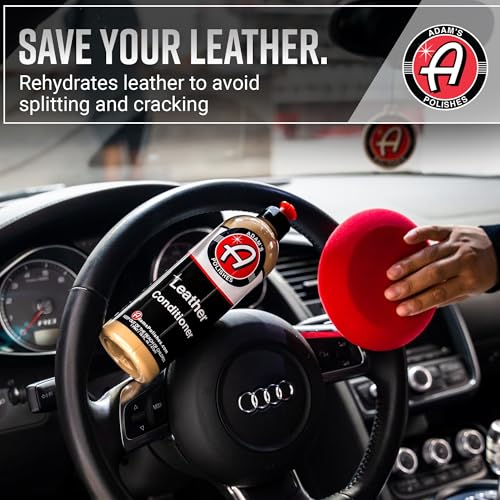Adam's Polishes Leather Care Kit - Leather Cleaner & Conditioner Car Cleaning Supplies | UV Protection for Interior Accessories Steering Wheel Seat Dash Vinyl Shoe Polish Jacket