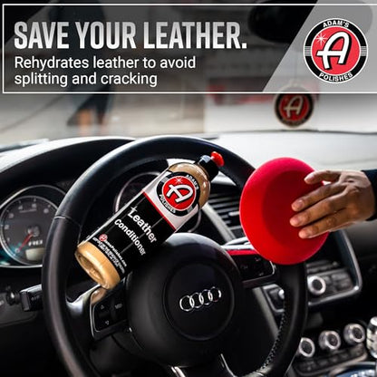 Adam's Polishes Leather Care Kit - Leather Cleaner & Conditioner Car Cleaning Supplies | UV Protection for Interior Accessories Steering Wheel Seat Dash Vinyl Shoe Polish Jacket