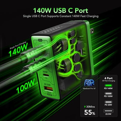 Multi-Functional Multi-Device Synchronous Charging Kit is Suitable for Computers and Mobile Phones and Includes a Fast Charging Plug and a 240W 4 in 1 Fast Charging Cable (2-Pack)