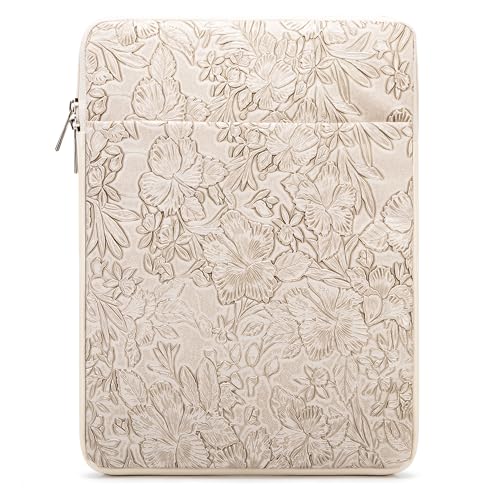 Kinmac 360° Protective Vertical Laptop Sleeve Case Cover Bag (Apricot Flower PU, 12.5 inch-13.3 inch) - color: Apricot Flower PU, size: 12.5 inch-13.3 inch