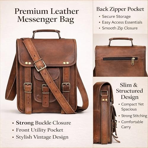 Vintage Genuine Leather iPad/Tablet/tab/Kindle Satchel Cross Body Shoulder Messenger Bag - size: Small