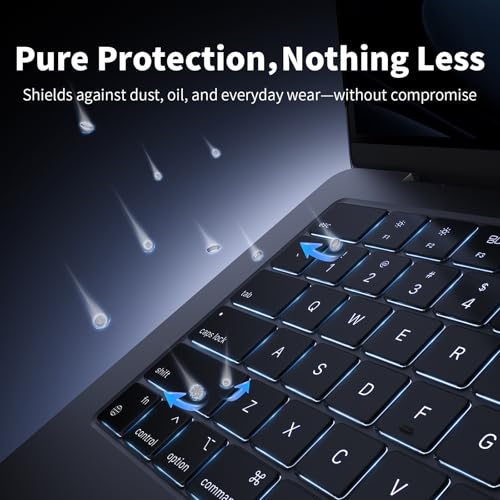 Macaset Keyboard Cover for MacBook Air 13.6"/15" & Pro 14"/16" | US | US Layout | Premium TPU | 0.11mm Ultra-Thin | Skin-Friendly Feel | High Transparency | Air & Pro M5–M1 (2026–2021)