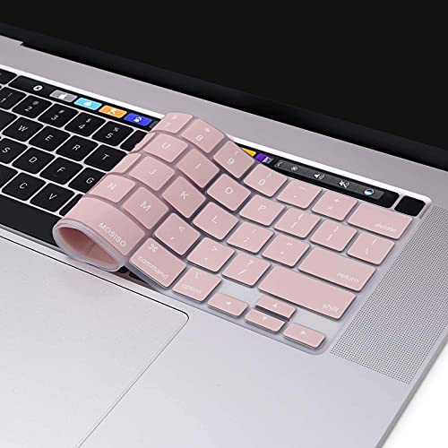 MOSISO Keyboard Cover Compatible with MacBook Pro 13 inch M2 M1 | 2023-2020 A2338 A2289 A2251&Compatible with MacBook Pro 16 2020 2019 A2141 Touch ID, Protective Silicone Skin, Rose Quartz - color: Rose Quartz