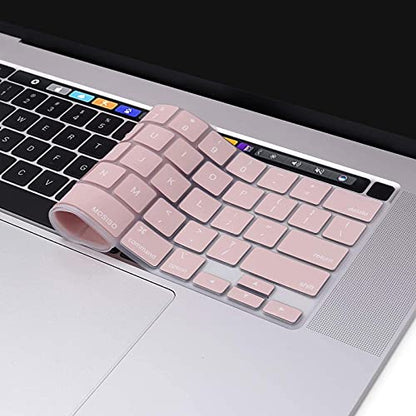 MOSISO Keyboard Cover Compatible with MacBook Pro 13 inch M2 M1 | 2023-2020 A2338 A2289 A2251&Compatible with MacBook Pro 16 2020 2019 A2141 Touch ID, Protective Silicone Skin, Rose Quartz - color: Rose Quartz