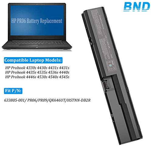 BND 4430S 4530SLaptop Battery for HP ProBook 4330s 4331s 4430s 4431s 4530s 4535s 4435s 4436s 4440s 4441s 4446s 4540s 4545s 7420, 5200mAh/6-Cells
