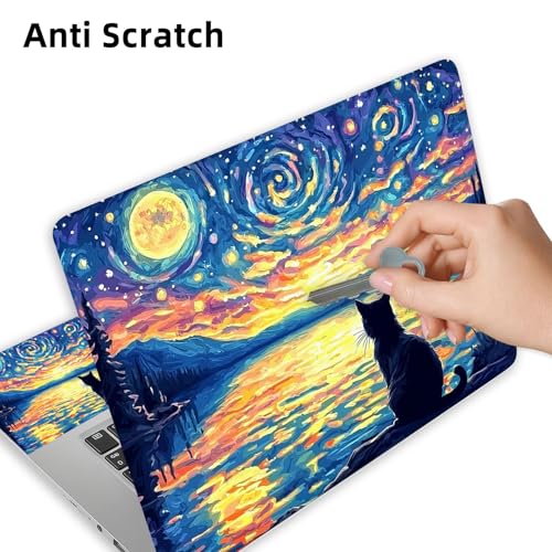 Aesthetic Laptop Skin Cover,12-15.6 Inch Universal Vinyl Sticker Decal,Waterproof Scratch-Resistant Notebook Wrap,Removable Residue-Free Protector,Starry Cat - color: Starry Cat