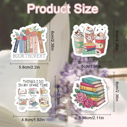 100 Pcs Book Lover Reading Stickers Vintage Bookish Sticker | Vintage Flower Stickers, Waterproof Vinyl, Book Floral Pattern, Reading Decals for Water Bottle Laptop Journal Scrapbook - style: Book Lover