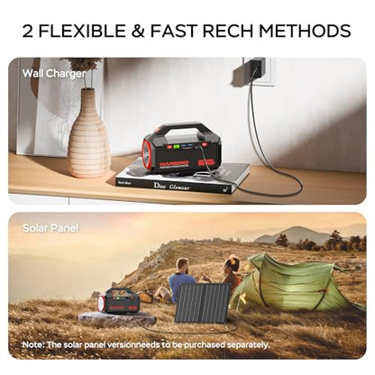 MARBERO Power Bank 60,000mAh Portable Power Station 222Wh with 60W PD Fast Charge & LED Light for Home Backup Outdoor Camping RV Travel and Emergency Power Supply - color: Red Black
