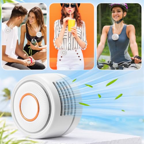 3 Pack Portable Silent Mini Bladeless Fan Clip On Cooling USB Rechargeable Electric Small Fan for Shirt Belt Waist Outdoor Travel Office Summer Wear Personal Use(White) - color: White