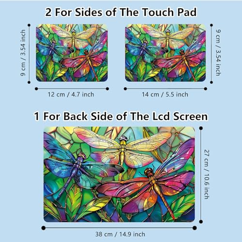 Universal Laptop Skin Sticker with 2 Wrist Pad Skins, Waterproof Scratch Resistant Vinyl Laptop Cover Decal, Cut to Fit for 11–15.6 Inch MacBook HP Dell Lenovo, Color Dragonfly - color: Color Dragonfly