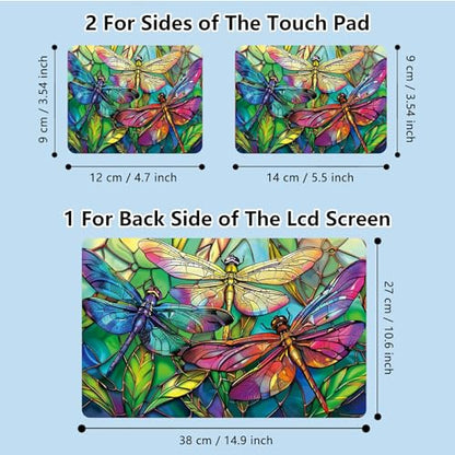 Universal Laptop Skin Sticker with 2 Wrist Pad Skins, Waterproof Scratch Resistant Vinyl Laptop Cover Decal, Cut to Fit for 11–15.6 Inch MacBook HP Dell Lenovo, Color Dragonfly - color: Color Dragonfly