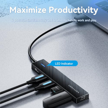 VENTION 10Gbps USB 3.2 Hub, USB Hub with 4 USB A 3.2 Ports, USB 3.2 Gen 2 Splitter USB Expander for Chromebook Surface Pro 3 iMac PS4 Laptop Xbox Flash Drive - size: 0.5FT, style: USB 3.2 10Gbps