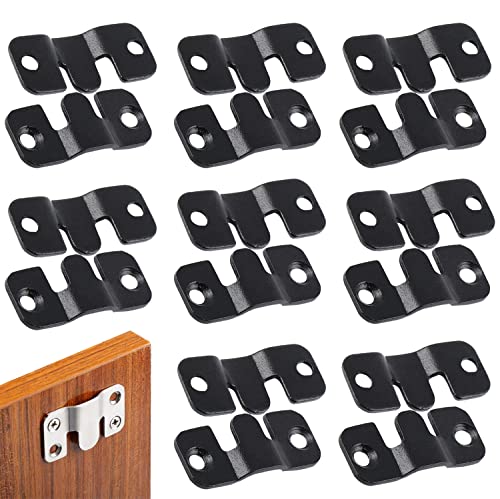 16Pcs Stainless Steel Interlock Hanging Buckle,Flush Concealed Mount Brackets Stainless Steel Z Clip Bracket Interlock Hanging Buckle Mountain Buckle for Picture Display Art Gallery - color: Black, size: Small Without Screws