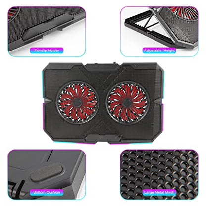 Gaming Laptop Cooler Turbo Fan 7 Heights Notebook Cooling Base 2 USB Port Fits 11-18 Inches Turbo Fan