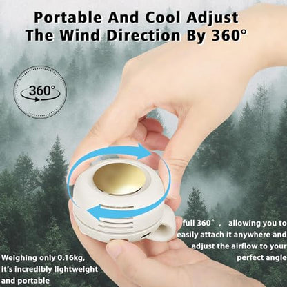 Portable Clip-On Fan, Mini USB Rechargeable 360° Rotatable Fan, Personal Fan 3-Speed Silent Mini Bladeless Fans (White) - color: 1 pack (White)