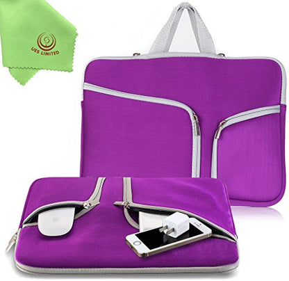 UESWILL Neoprene Soft Sleeve Bag Briefcase Compatible with 15 inch MacBook Pro/and Laptop up to 15.4 inch Ultrabook Chromebook Notebook Netbook Computer Tablet,(Purple) - color: Purple, size: 15-15.6 inches