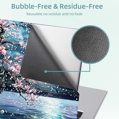 Universal Laptop Skin Decal, 3-Piece Vinyl Protector for 12 13 14 15.6" Notebook, Waterproof Anti-Scratch, Easy Trim & Bubble-Free Finish, Large Tree with Pink Flowers - color: Large Tree with Pink Flowers