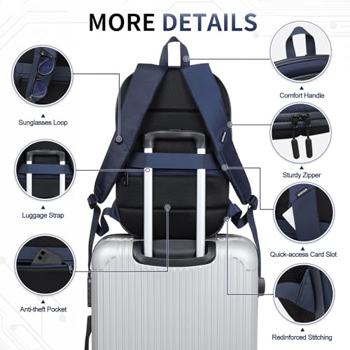 Small Inch Laptop Backpack, Expandable with USB Port, Water-Resistant for Work, College and Travel, Blue - color: Blue