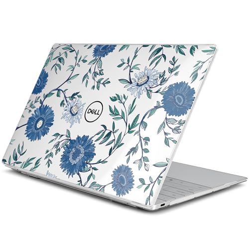 Batianda Blue Teal Daisy Case for Dell XPS 13 Laptop 2024 2025 | Fits Model 9340/9345/9350 13.4" Display, Lightweight Slim Hard Shell Protection for Cottagecore Lovers and Women - color: Blue flowers