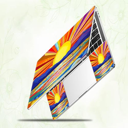 Laptop Skin Sticker Decal, Universal Reusable Vinyl Laptop Cover for 12" 13" 13.3" 14" 15" 15.4" 15.6" Notebook PC, Waterproof Scratch-Resistant with 2 Wrist Pads, Easy to Apply & Remove,Art Sun - color: Art Sun