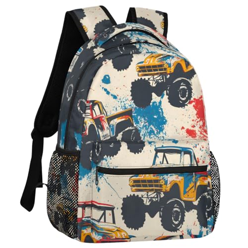 Monster Trucks Cars Backpack for Women Men Adults Shoulder Computer Laptop Backpack Sports Hiking Gym Workout Travel Casual Daypack - color: Multicolor 10