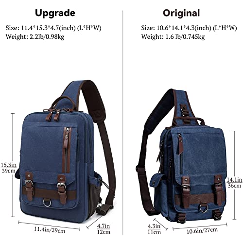 mygreen Canvas Cross Body Messenger Bag Shoulder Sling Backpack Travel Rucksack - color: Dark Blue-xl, size: X-Large