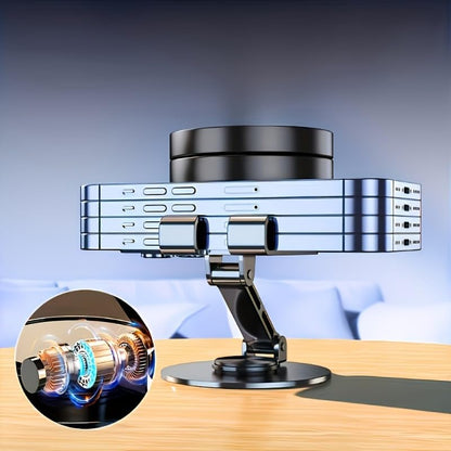 360° Rotating Metal Phone Stand, Foldable Adjustable Desktop Holder, Stable Universal Mount for All Smartphones & Tablets, Ideal Office/Home Desk Accessory(Gray) - color: Gray