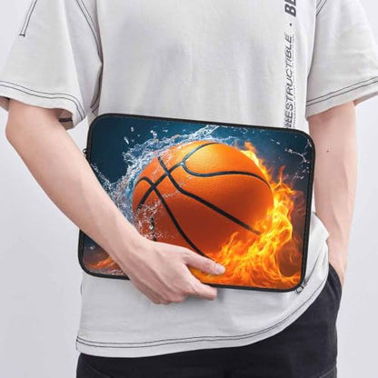 Laptop Sleeve Bag 15.4 15.6 Inch,Basketball Ball in Fire and Water Ball Flame Protective Polyester Computer Cases Laptop Cover Briefcase Bag Tablet Travel Cover - color: LPS-024