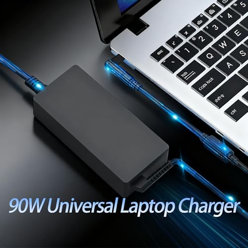 QFA 90W Universal Laptop Charger AC Adapter Compatible with Lenovo HP Dell Acer Asus Samsung IBM Sony Fujitsu Gateway Notebook Ultrabook Chromebook Computer Charger Power Supply Cord with 15 Tips