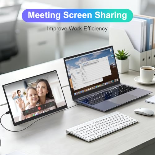16 Inch Portable Laptop Monitor FHD 1200P IPS 60hz, USB-C&HDMI External Secondary Screen with Integrated Kickstand, Laptop Compatible, Perfect for Multi-Screen Office Work - size: 16-inch