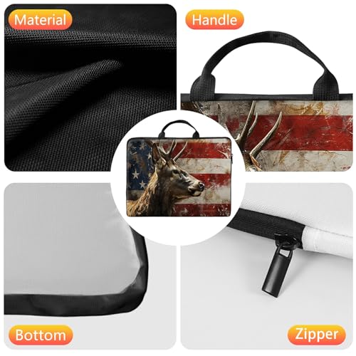 10 inch Laptop Sleeve with Laptop Skin Sticker Set – Slim Protective Case with Smooth Zipper, Lightweight Tablet & Notebook Sleeve for Travel & Daily Carry, Deer Flags - color: Deer Flag, size: 10 inch