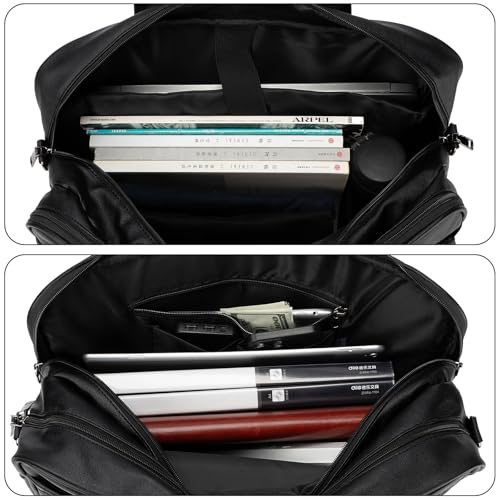 Boardingblue Men's Leather Messenger Bag, 15.6 Inches Laptop Briefcase Business Satchel Computer Handbag Shoulder Bag for Men - color: Black