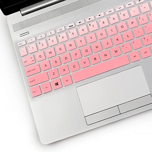 2PCS Keyboard Cover for HP Laptop 17-by 17-bs/ca, HP 17-by4633dx 17-by4065st by4011cy by1053dx by2053c by3053/3056cl by3613dx by0061st 17-bs011dx bs049dx bs021ds bs025cl bs049dx bs153cl 17-ca3035cl - color: Ombre Pink+Clear