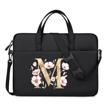 Computer Bag For Men & Women, With Initial Laptop Bag,14/15inches Messenger bag For Office、Business、Travel、School - color: Bk-m