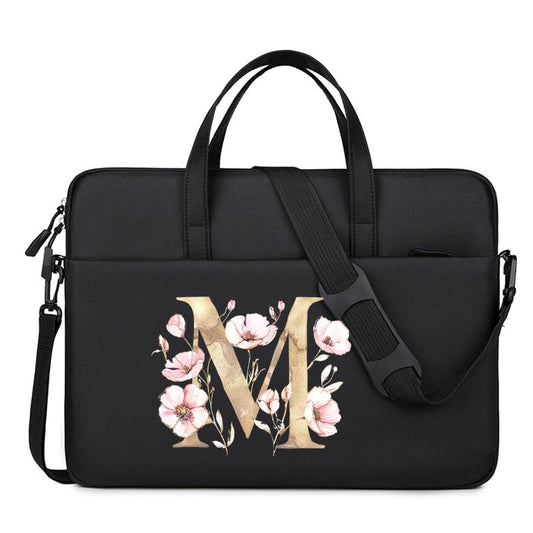 Computer Bag For Men & Women, With Initial Laptop Bag,14/15inches Messenger bag For Office、Business、Travel、School - color: Bk-m