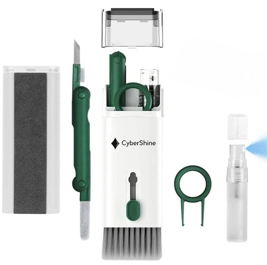 7-in-1 Electronics Cleaning Kit – Screen & Keyboard Cleaner for AirPods, iPad, iPhone, MacBook, Laptop, PC – with 5ML Mist Spray – Soldier Green
