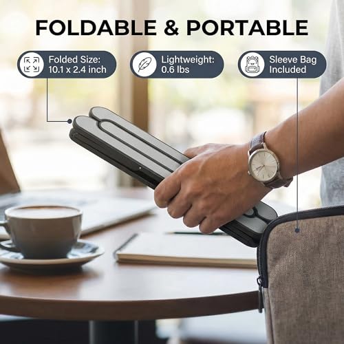 Adjustable Laptop Stand, Ergonomic Laptop Riser for Desk, Foldable & Portable Computer Stand Compatible with MacBook Air Pro, Dell, HP, Lenovo, All 10-17.3” Laptops - Black - color: Black