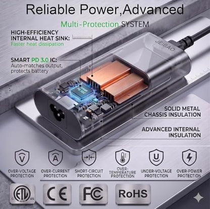 130W USB C Laptop Charger Compatible with Dell XPS 15 17 9575 9500 9510 9520 9530 9700 9710 9720 9730 Precision 5530 5550 5560 5570 5750 5760 5770 Latitude 5401 5411 5501 5511 5520 Power Supply Cord - color: Black4