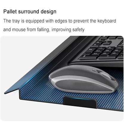 Monitor and Keyboard Wall Mount, Stand/sit Workstation, with Pneumatic Arm, Load 10kg, with 60cm Foldable Keyboard Tray, for 15-32 Inch Single Screen - color: Silver