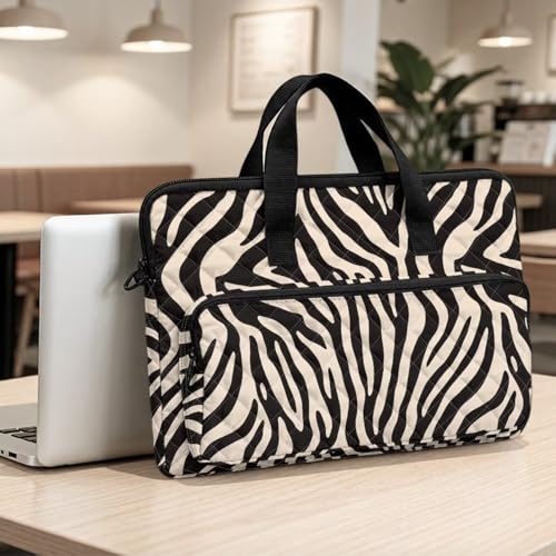 Laptop Sleeve, Laptop Cover with Adjustable Strap Computer Bag Tablet Notebook Sleeves Handbag Messenger Briefcase - color: Zebra Stripe
