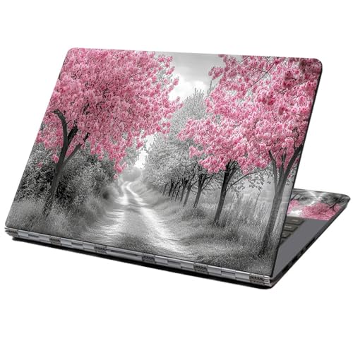 Laptop Skin Sticker Decal 12" 13" 13.3" 14" 15" 15.6",Waterproof Scratch Resistant Vinyl,Reusable Easy to Apply,for MacBook HP Dell Notebooks Netbooks Laptop,2 Wrist Pads,Cherry Blossom Black - color: Cherry Blossom Black