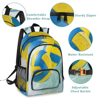 Ocean Beach Volleyball Large Backpack for Women and Men Waterproof Travel Laptop Backpack Lightweight Business Work Daypack Fits 17 Inch Computer - color: Multicolor 8
