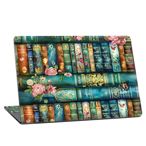 Universal Laptop Skin Sticker with 2 Wrist Pad Skins, Waterproof Scratch Resistant Vinyl Laptop Cover Decal, Cut to Fit for 11–15.6 Inch MacBook HP Dell Lenovo, Art Bookshelf - color: Art Bookshelf