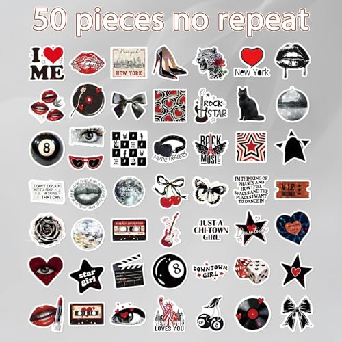 Downtown Girl Stickers for Adults - 50 Pcs Aesthetic Y2k Holographic Stickers, Waterproof Scrapbook Sticker for Women, Vinyl Decals for Laptop Water Bottle Journal Card, Party Favors - style: Downtown Girl