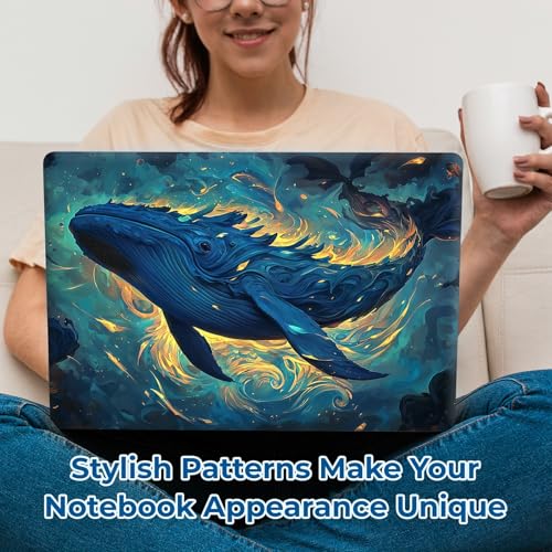 Reusable Universal Laptop Skin Sticker, Cut to Fit for 11.6–15.6 Inch Laptops, Waterproof Protective Film, No-Residue - Deep Ocean Whale - color: Deep Ocean Whale