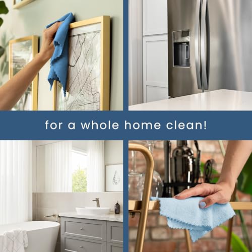 S&T INC. 50 Pack Microfiber Cleaning Cloth with Box, Bulk Towels for Home, Reusable Microfiber Towels for Cars, Cleaning Rags, Blue Color Will Vary, 190gsm, 11.8 Inches x 11.8 Inches, 50 Count - color: Blue